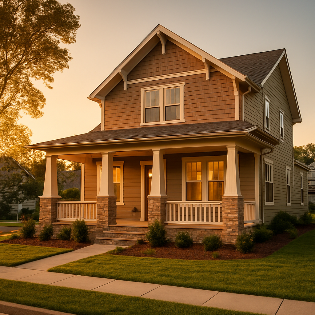 A warm Southern home at golden hour